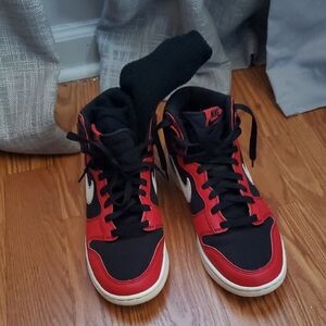 Nike Black and Red High-Top Sneakers